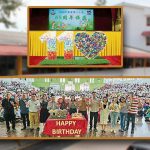 新山宽二校庆简单温馨-师生折幸运星献祝福